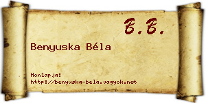 Benyuska Béla névjegykártya