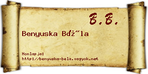 Benyuska Béla névjegykártya